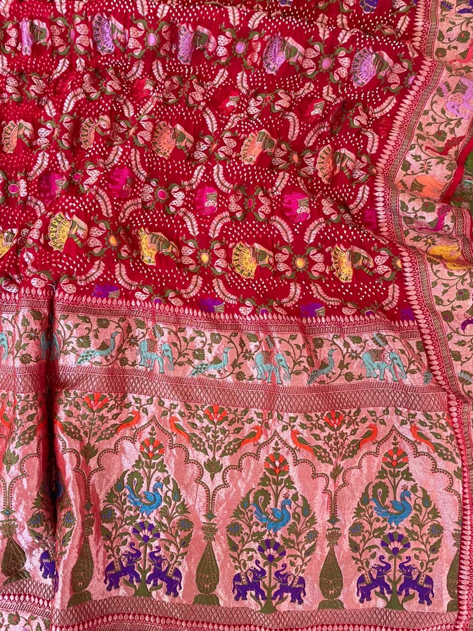 Lubisha gorgette Handloom dupatta - Saffronfashionindia