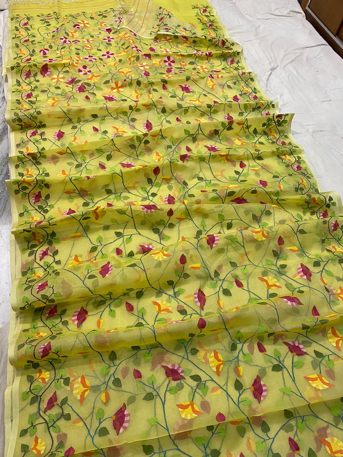 Lubaz muslin jamdani saree - Saffronfashionindia