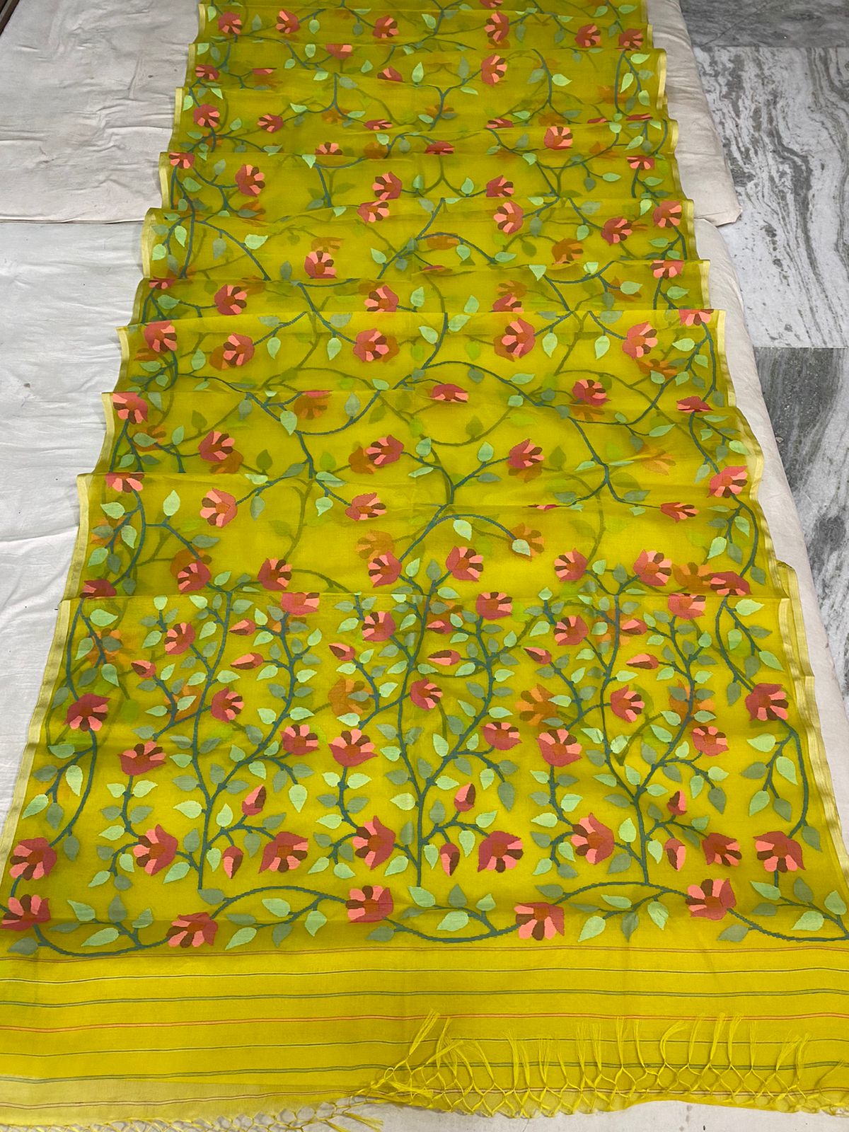 Heera muslin jamdani saree - Saffronfashionindia