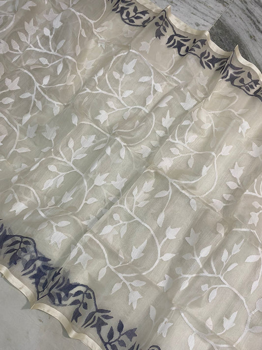 Lobina tantuj jamdani saree - Saffronfashionindia