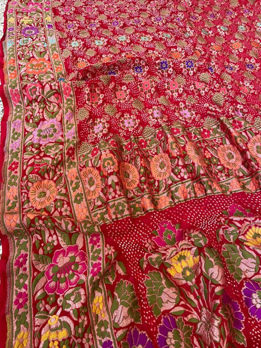 Bagicha inspired beautiful bandhej Meenakari dupatta - Saffronfashionindia