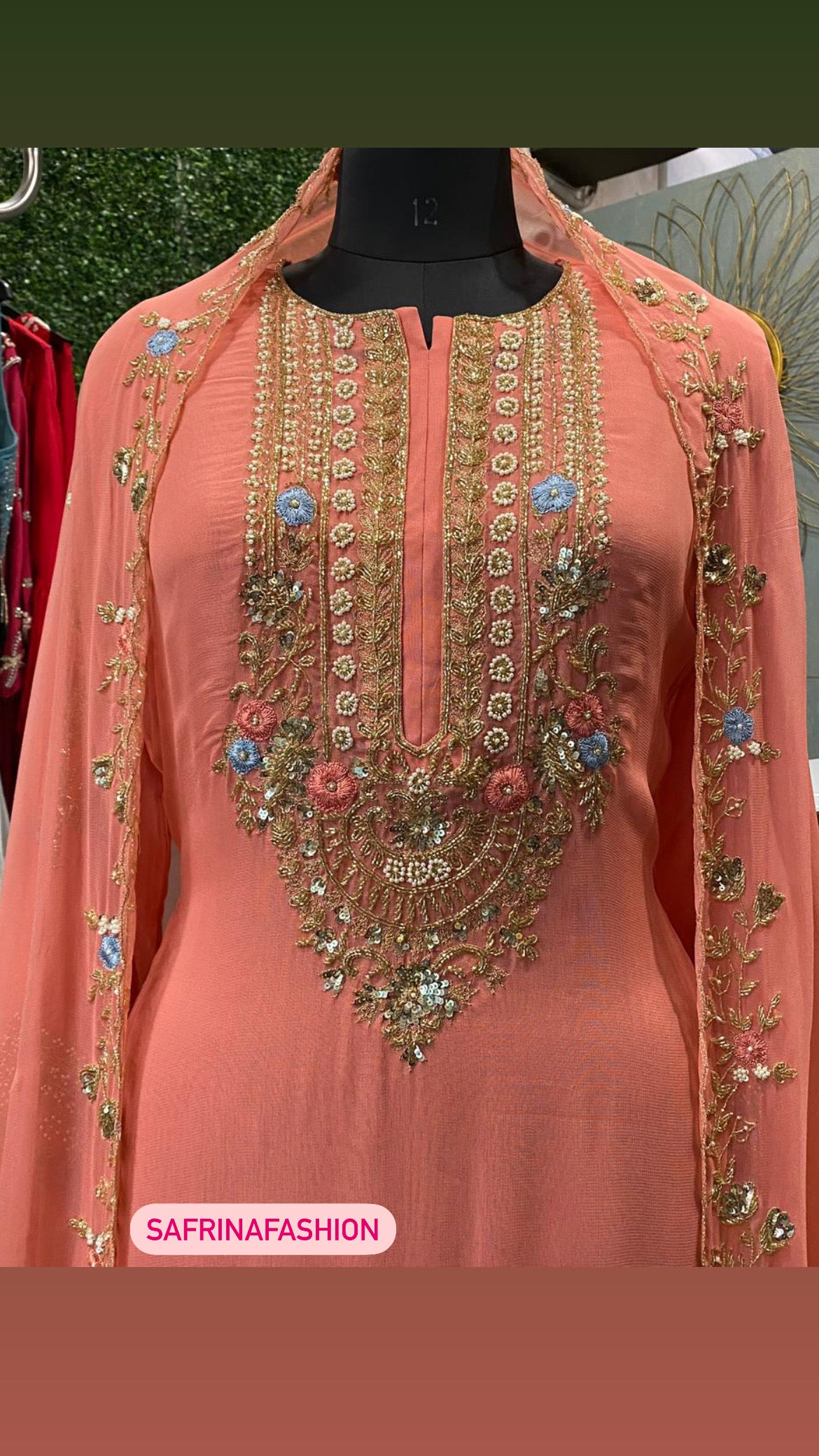 Peach beautiful wedding salwar kameez - Saffronfashionindia