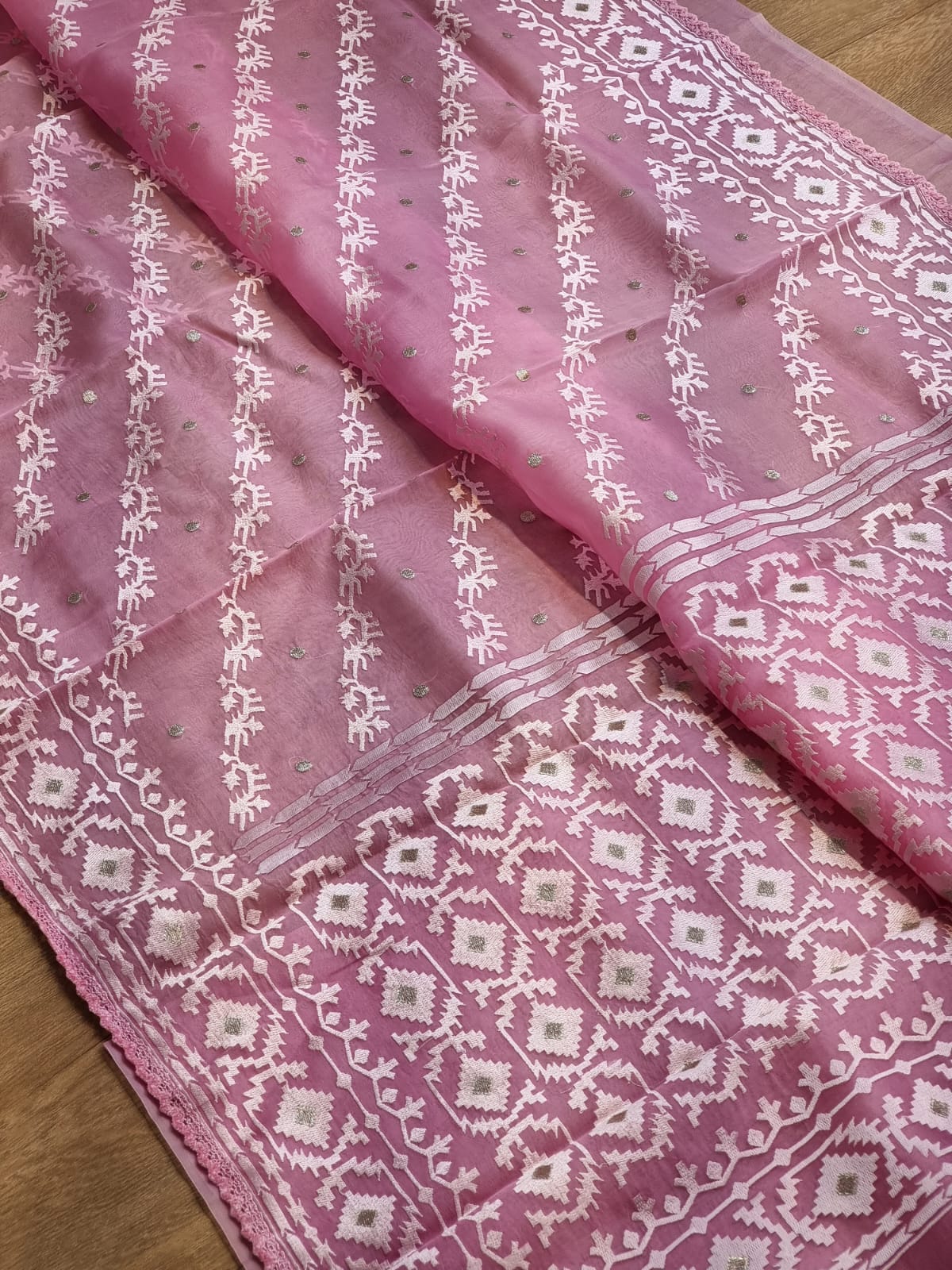 Nivara organza dhakai inspired saree - Saffronfashionindia