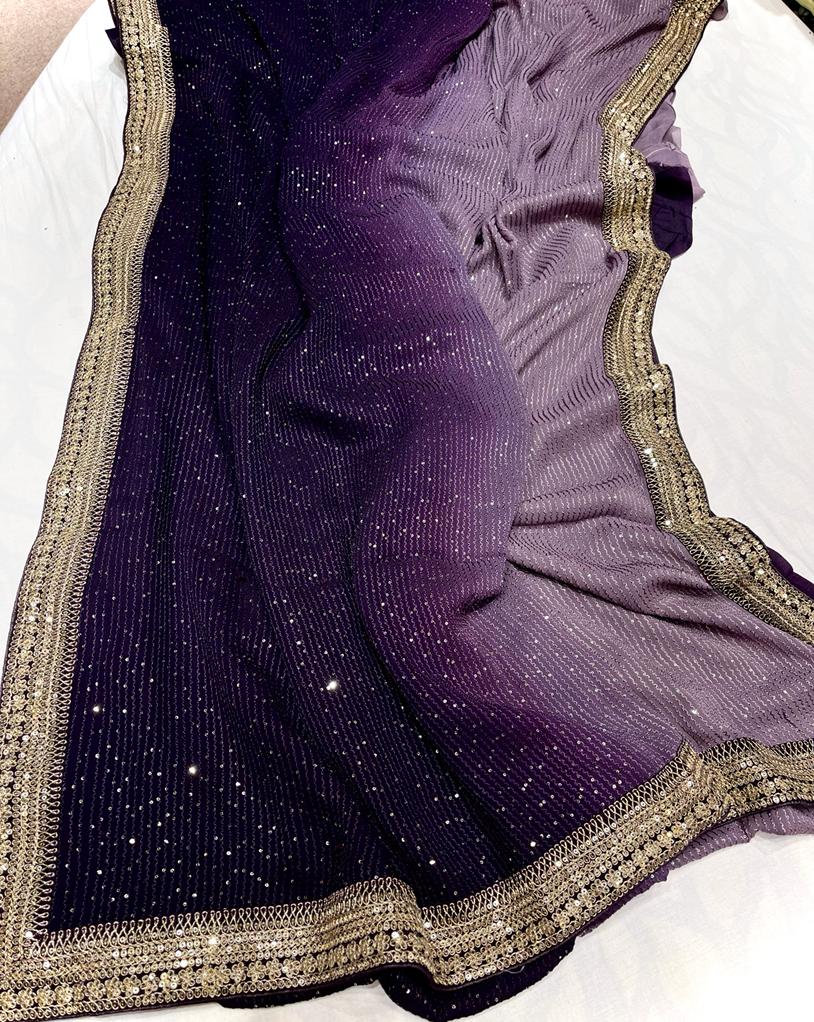 Valia gorgette sequence saree - Saffronfashionindia