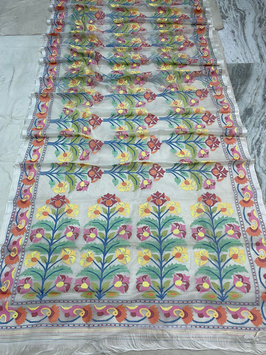 Blossom tantuj jamdani handloom sarees - Saffronfashionindia