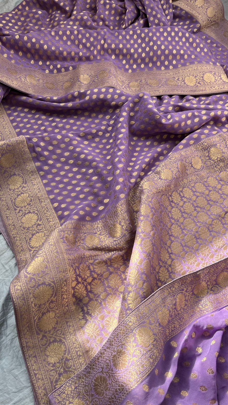 Arvoo khaddi gorgette indian sari - Saffronfashionindia