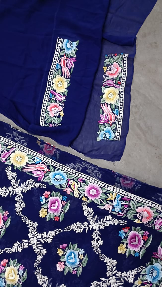 Royal floral Parsi gara saree - Saffronfashionindia