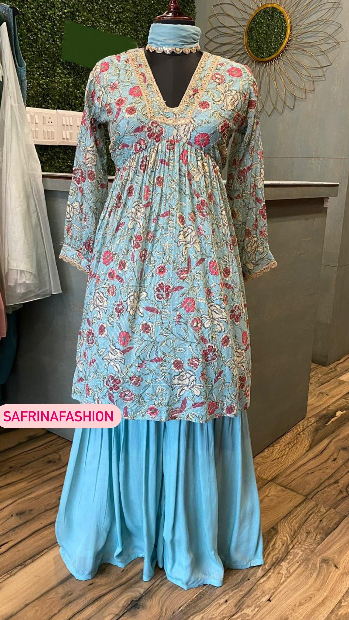 Blue peplum kurta dress - Saffronfashionindia