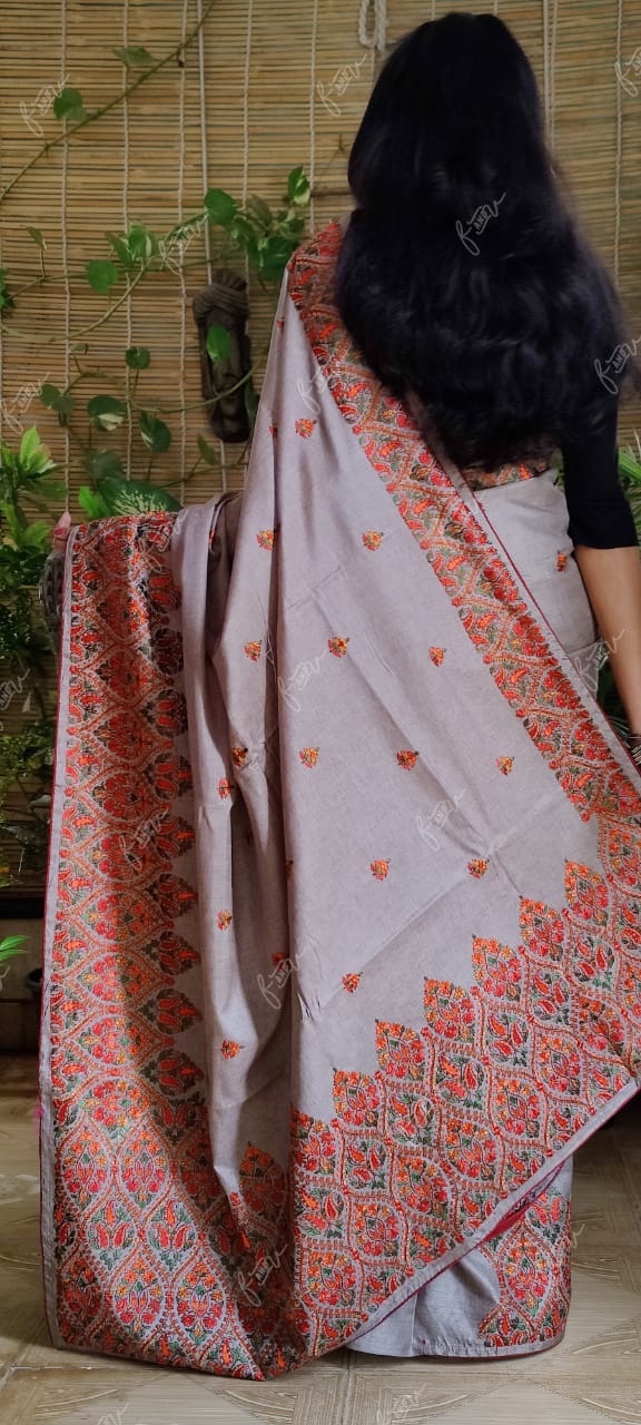 Kashmiri tussar silk saree - Saffronfashionindia