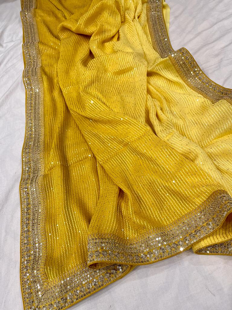 Valia gorgette sequence saree - Saffronfashionindia