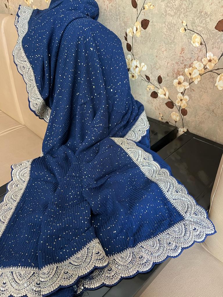 Sequence gorgette indian beautiful sarees - Saffronfashionindia