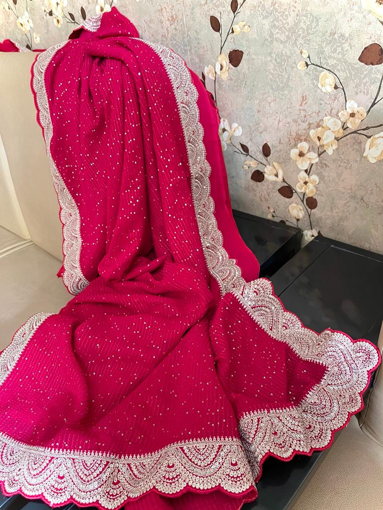Sequence gorgette indian beautiful sarees - Saffronfashionindia