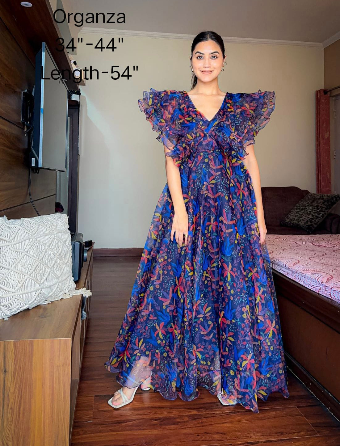 Lisha organza chic styled dress - Saffronfashionindia
