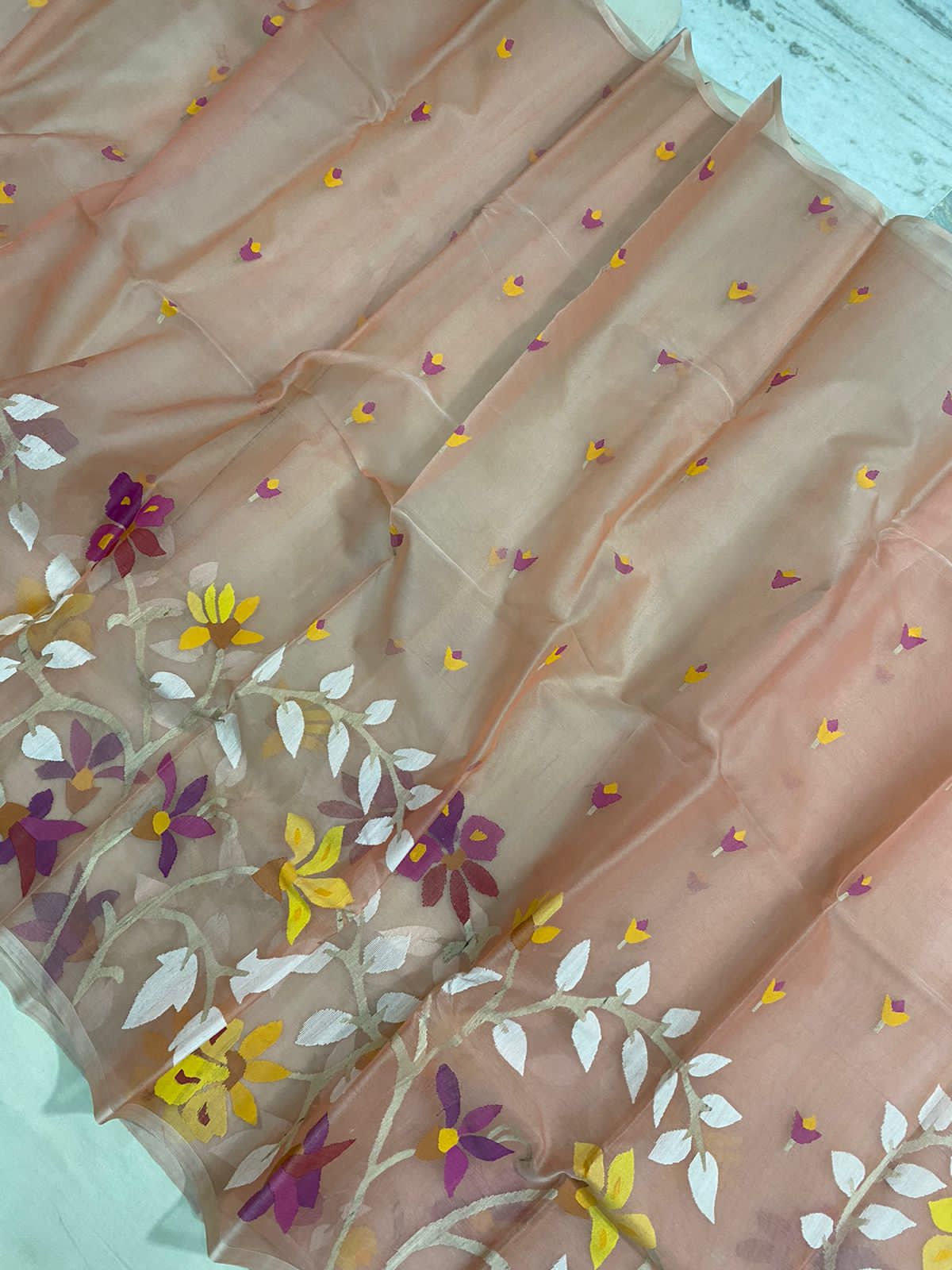 Rubik tantuj jamdani saree - Saffronfashionindia