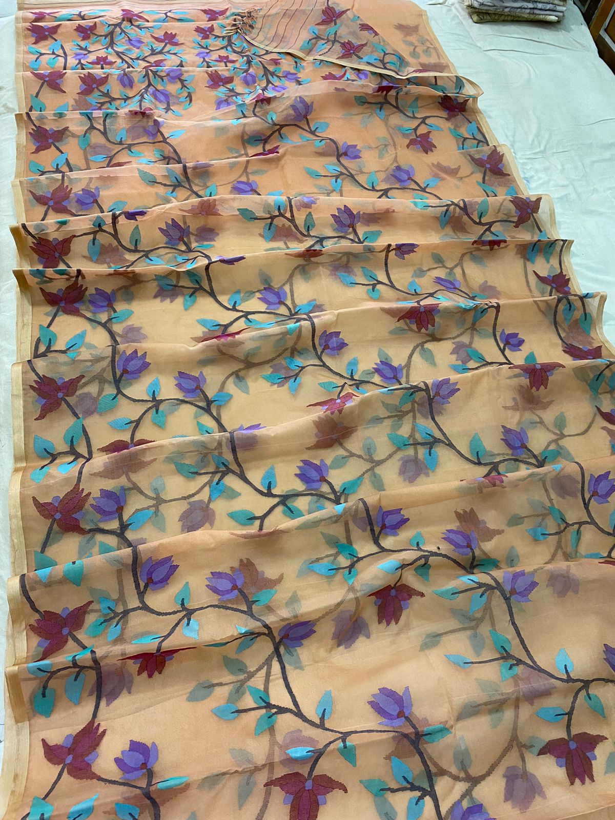 Kanita muslin indian jamdani sarees - Saffronfashionindia
