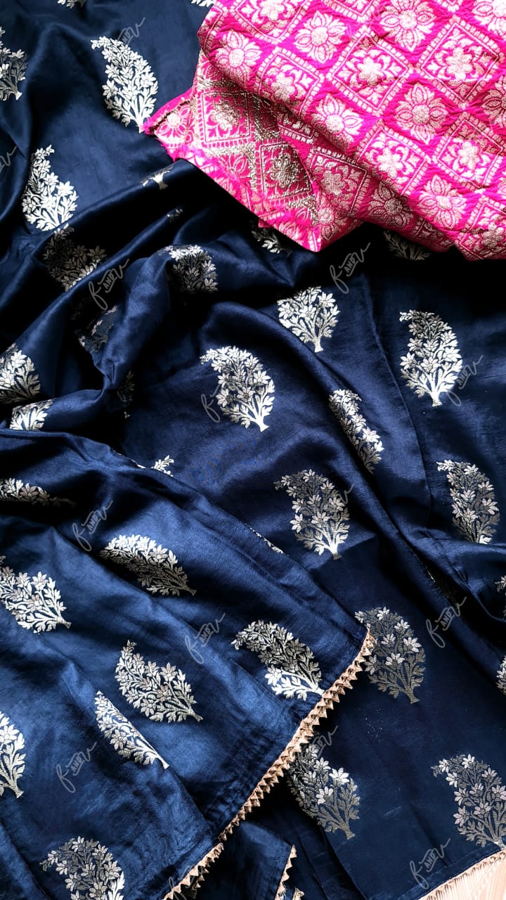 Munga floral crepe sarees - Saffronfashionindia