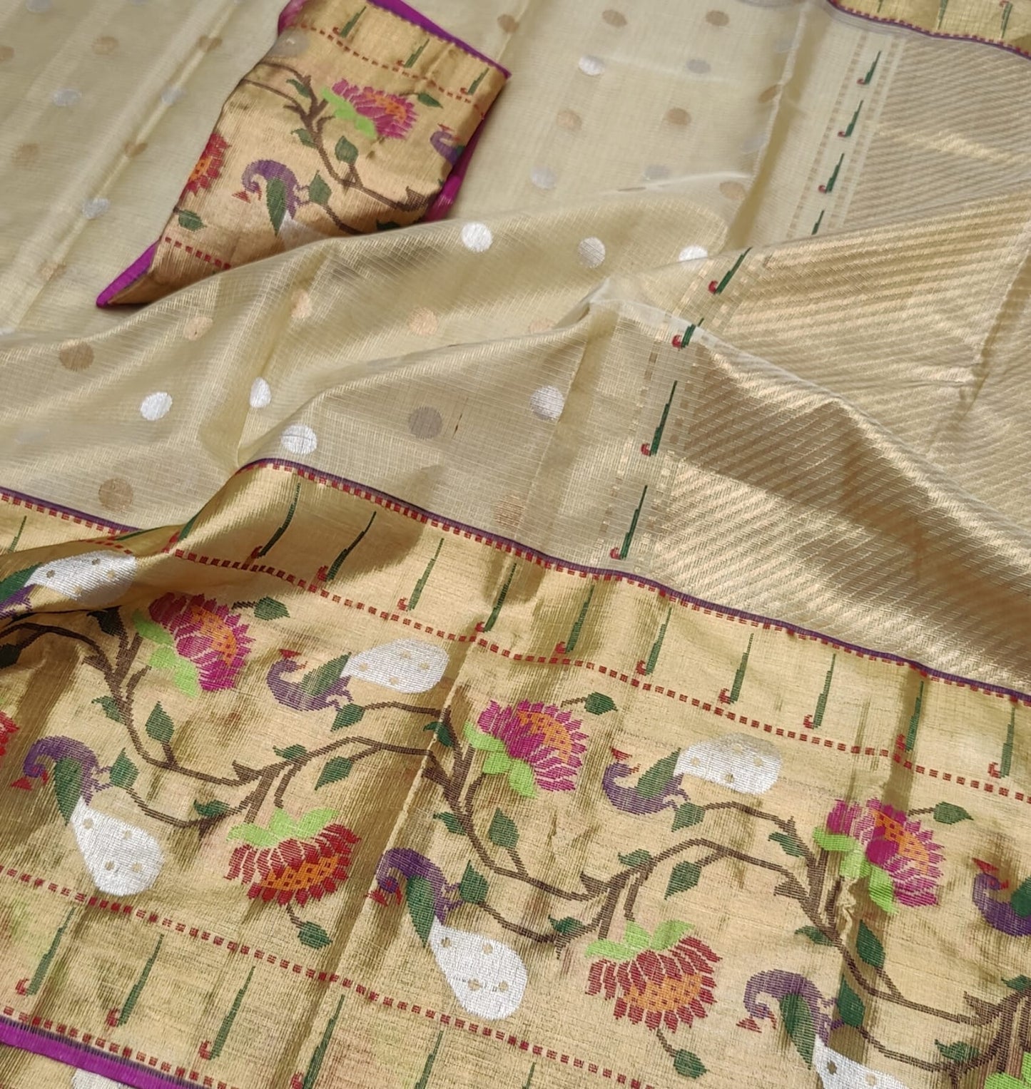 Diana tissue zari kota saree - Saffronfashionindia