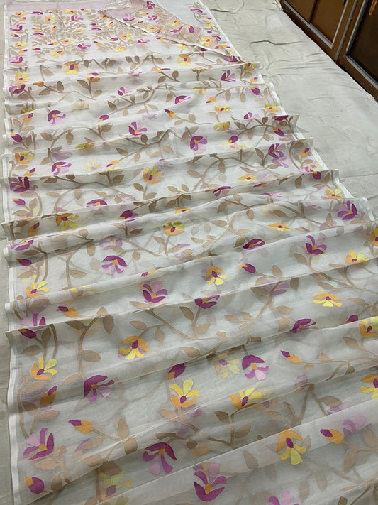 Alma jamdani indian saree - Saffronfashionindia