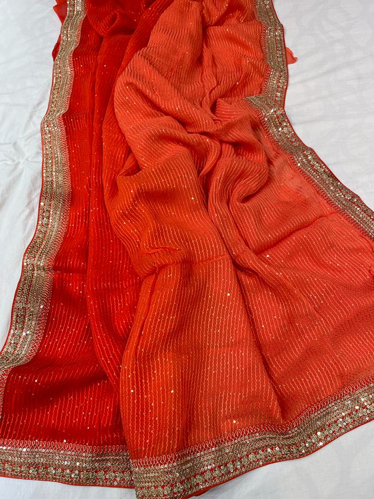 Valia gorgette sequence saree - Saffronfashionindia