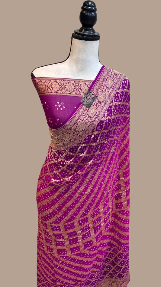 Rubina gorgette Banarsi saree - Saffronfashionindia