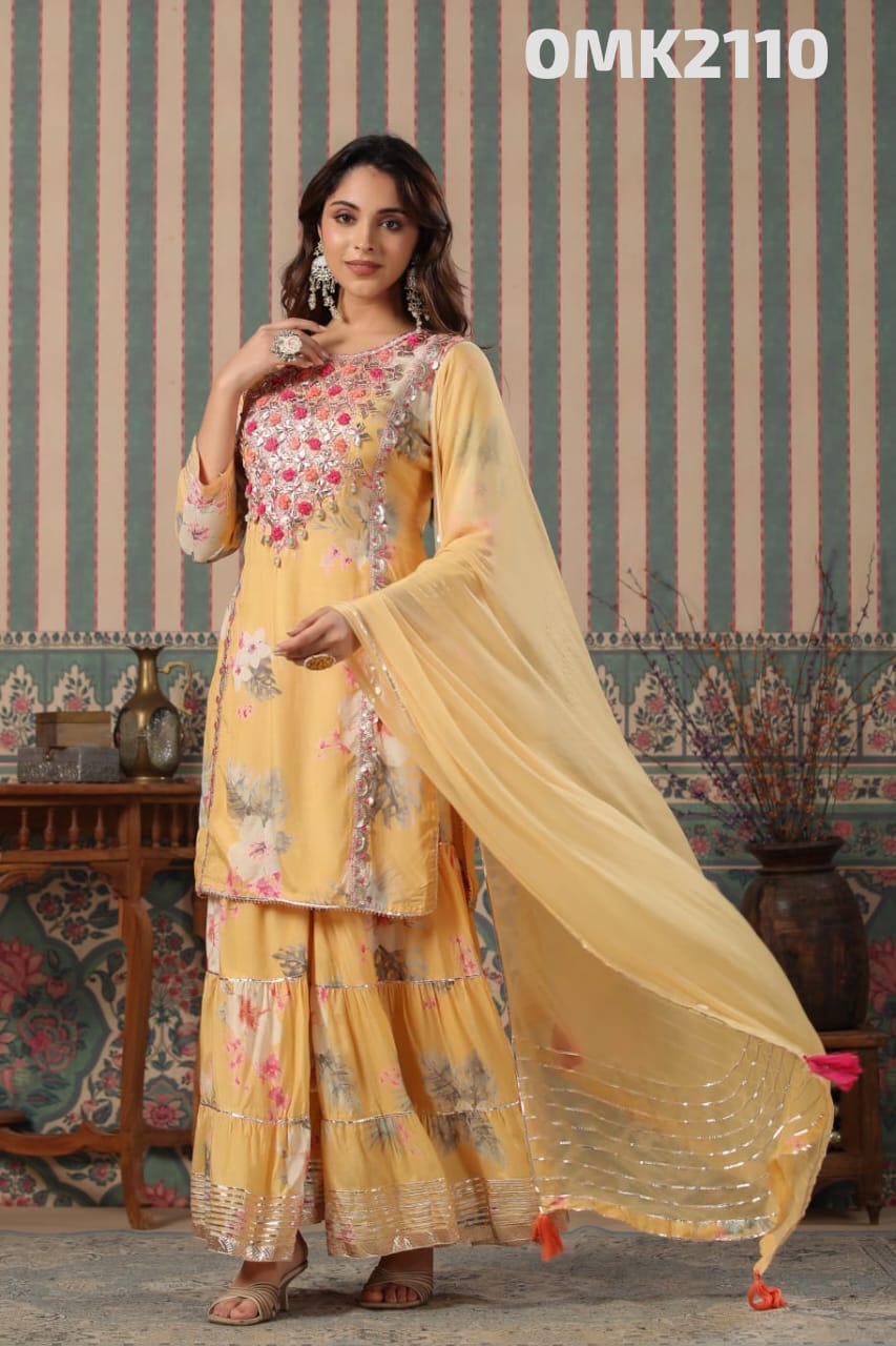 Pishaki floral sharara dress - Saffronfashionindia