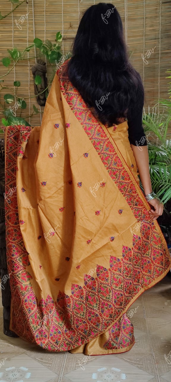 Kashmiri tussar silk saree - Saffronfashionindia