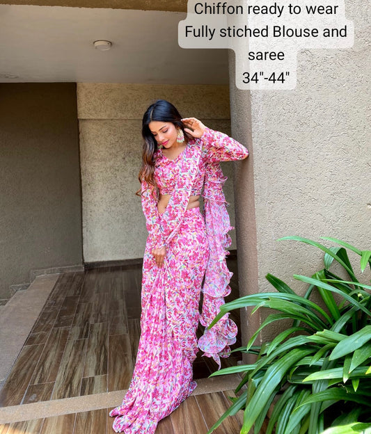 Jasmine ready to wear saree - Saffronfashionindia