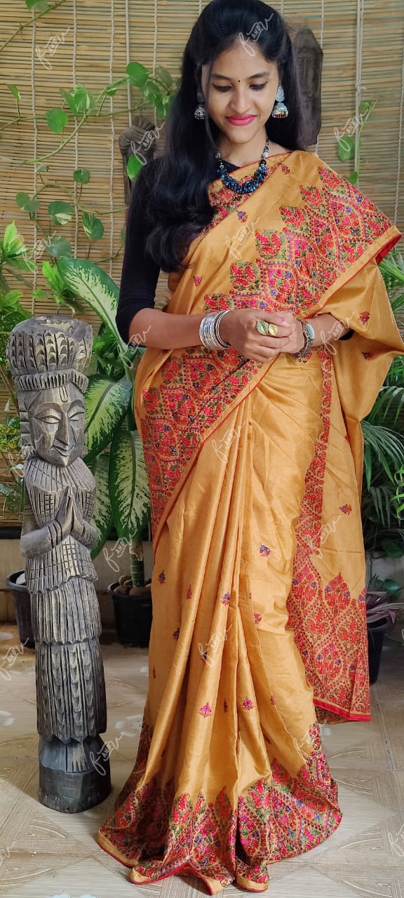 Kashmiri tussar silk saree - Saffronfashionindia
