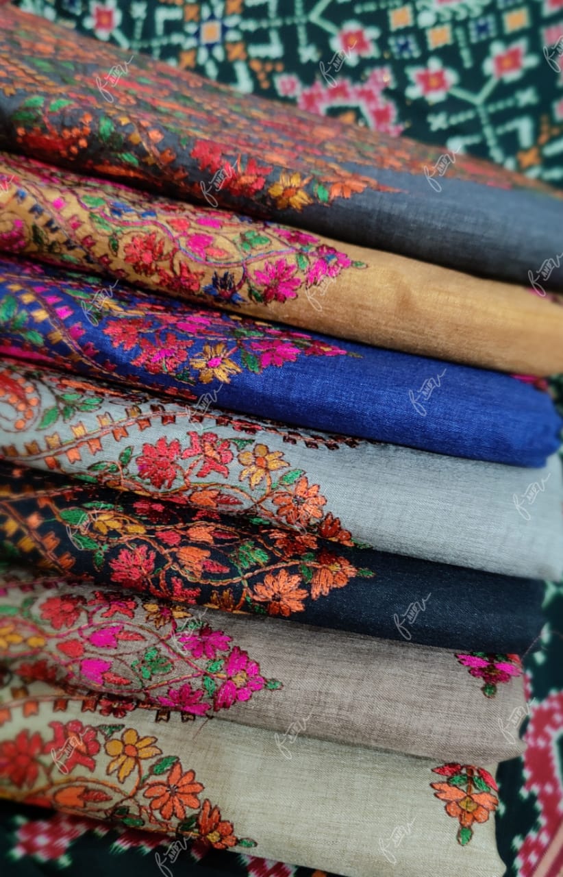 Kashmiri tussar silk saree - Saffronfashionindia