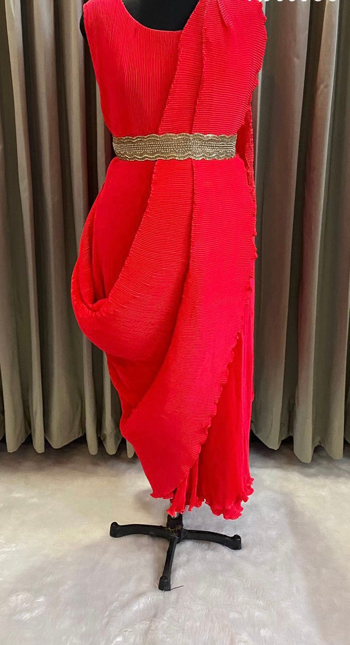 Red hot beauty indoweatern draping dress - Saffronfashionindia