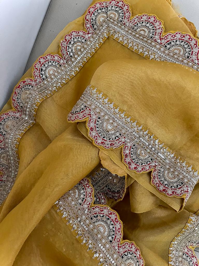 Lima tissue organza partywear saris - Saffronfashionindia