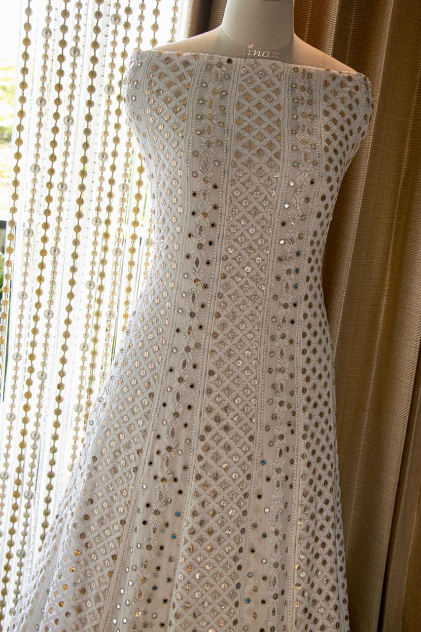 White Royal chinkakri dress - Saffronfashionindia
