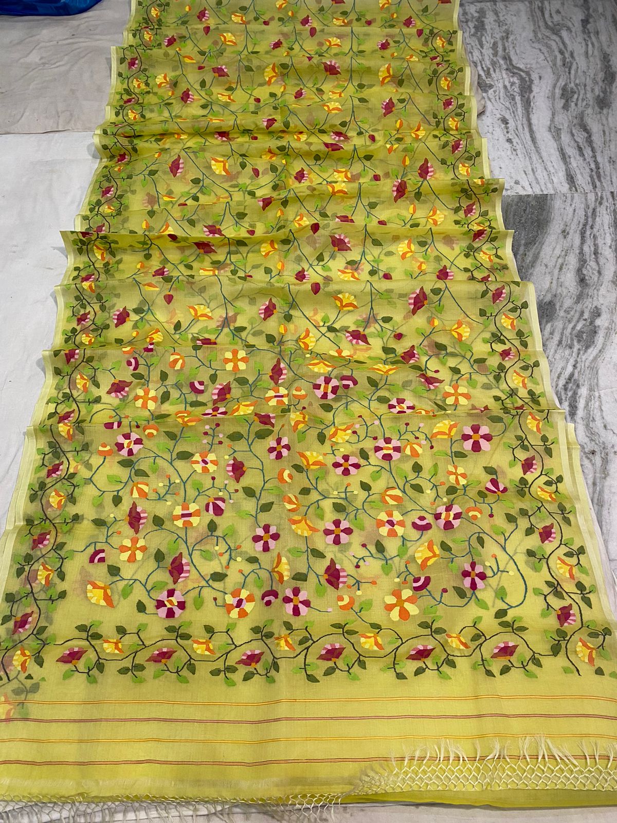 Lubaz muslin jamdani saree - Saffronfashionindia