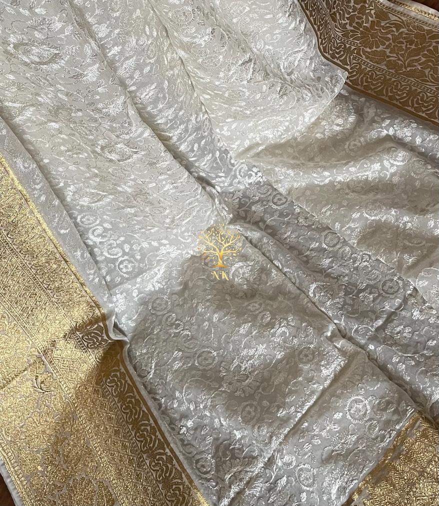 Chikankari gorgette Indian traditional saree - Saffronfashionindia