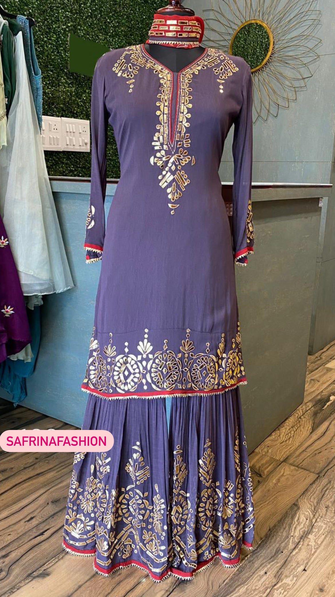 Naisha gorgette kurta gharara dress - Saffronfashionindia