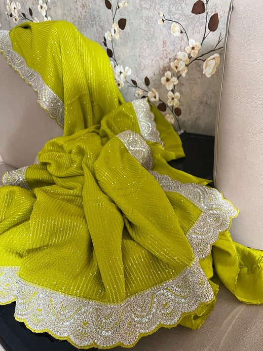 Sequence gorgette indian beautiful sarees - Saffronfashionindia