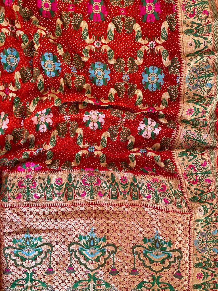 Gulshan bandhej Meenakari dupatta - Saffronfashionindia