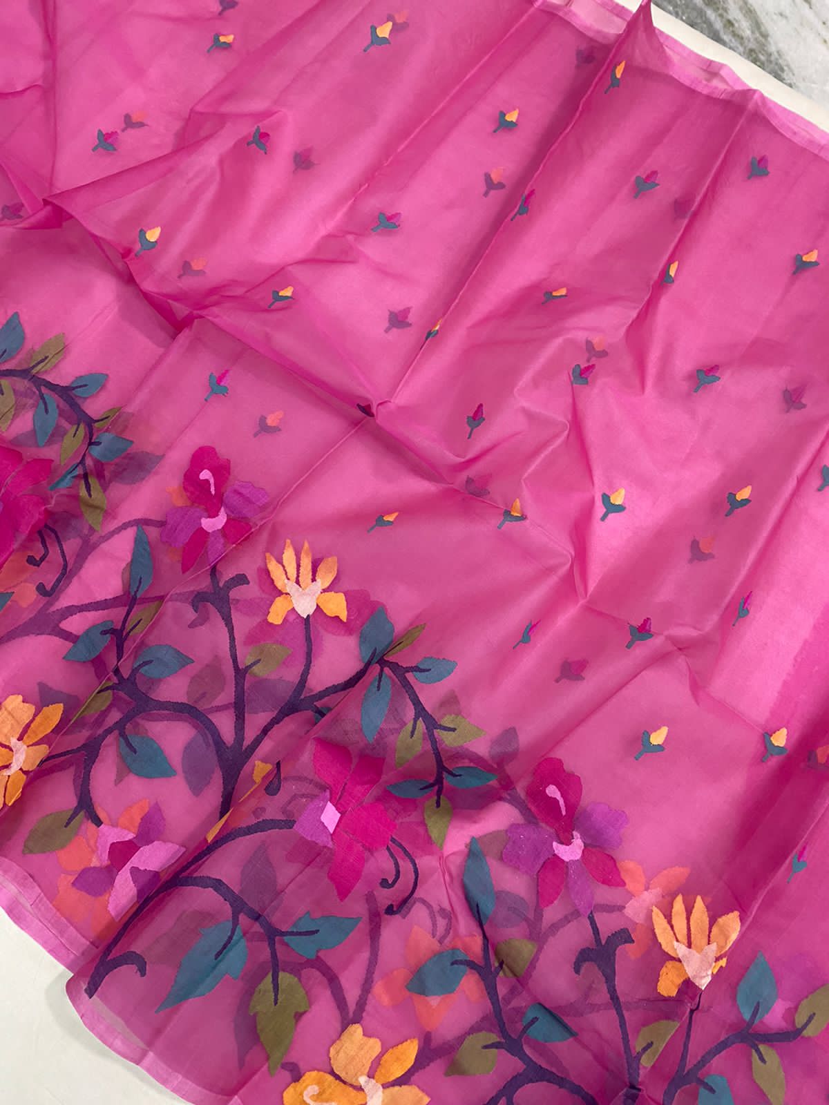 Rubik tantuj jamdani saree - Saffronfashionindia