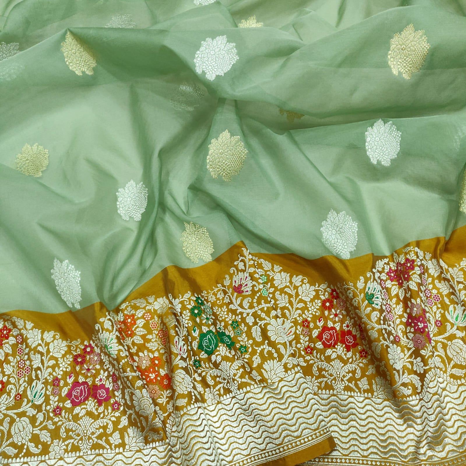 Linasha exclusive kora handwoven saree - Saffronfashionindia