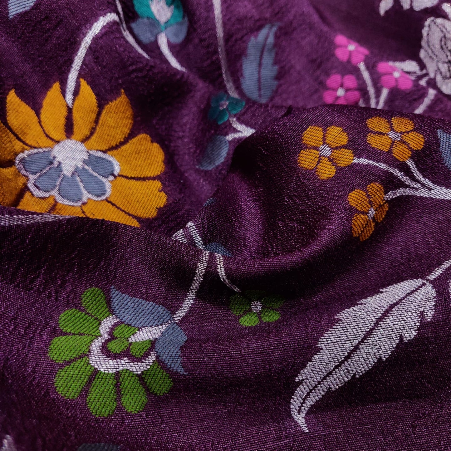 Floral bagicha inspired handwoven tussar saree - Saffronfashionindia