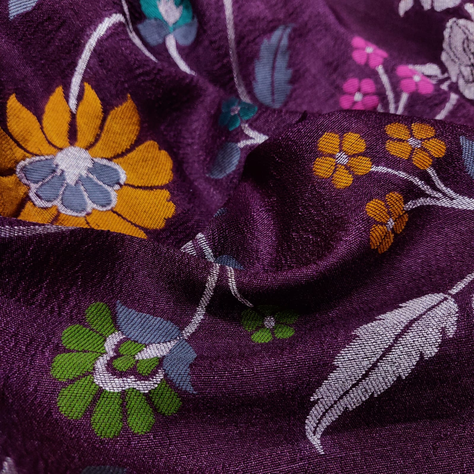 Floral bagicha inspired handwoven tussar saree - Saffronfashionindia