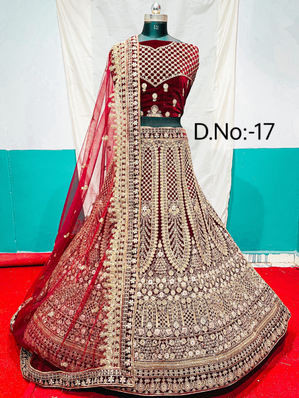 Rubila velvet bridal wedding indian Pakistani lehanga choli - Saffronfashionindia