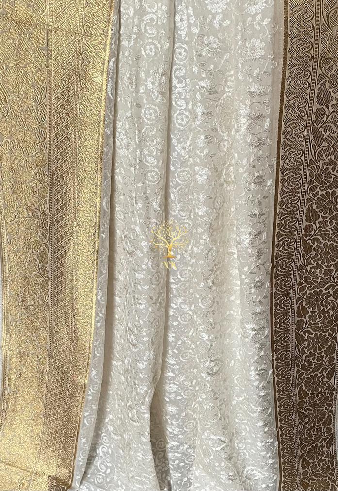 Chikankari gorgette Indian traditional saree - Saffronfashionindia