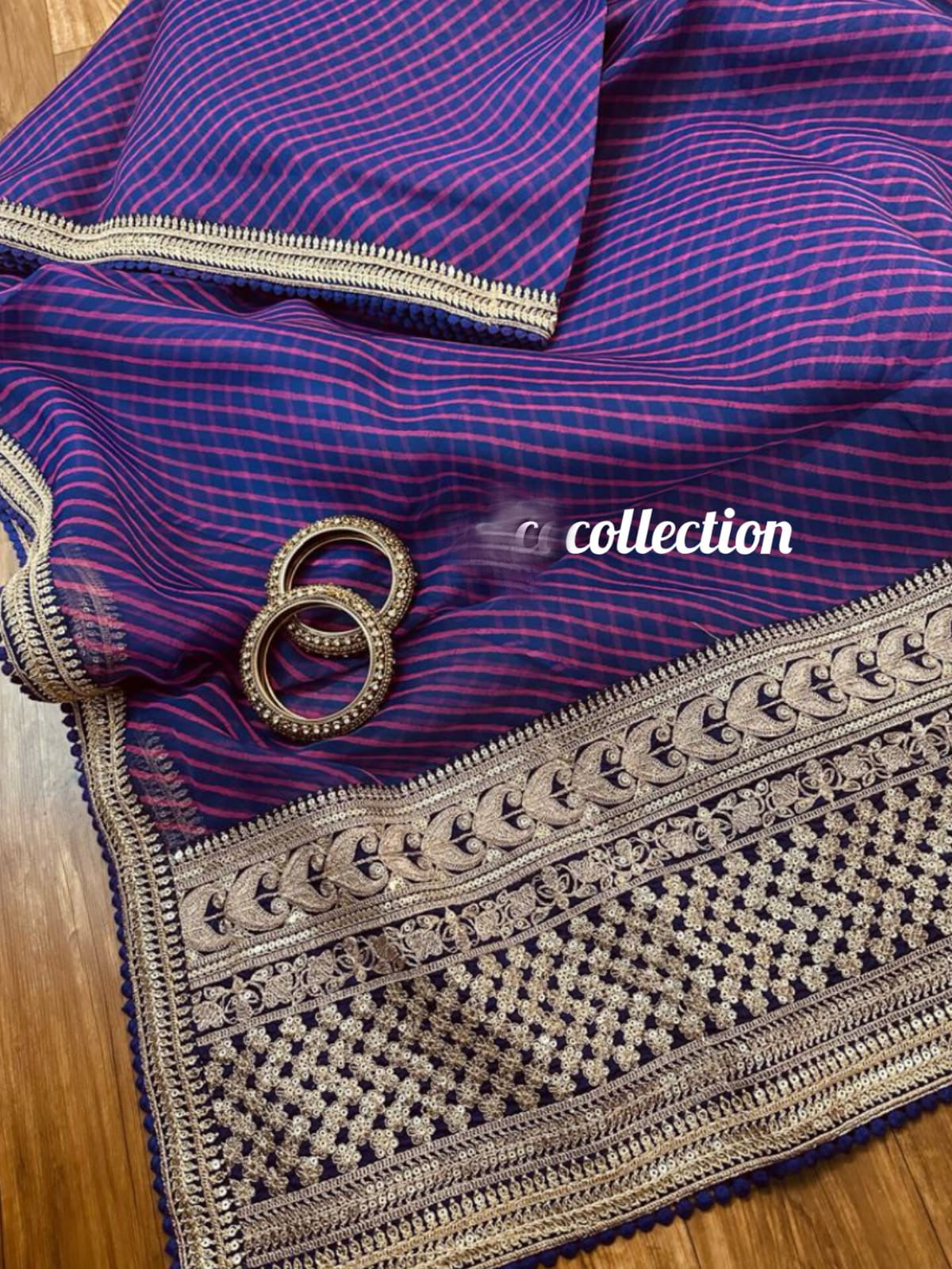 Purple Lehariya organza saree - Saffronfashionindia