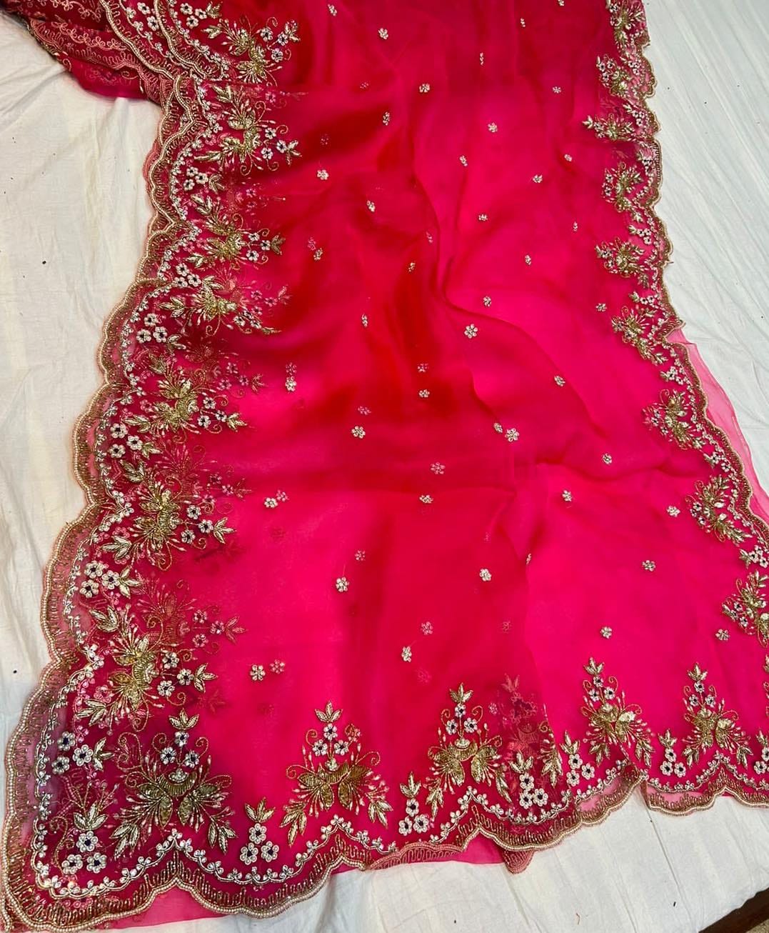 Emily organza Indian Pakistani saree - Saffronfashionindia