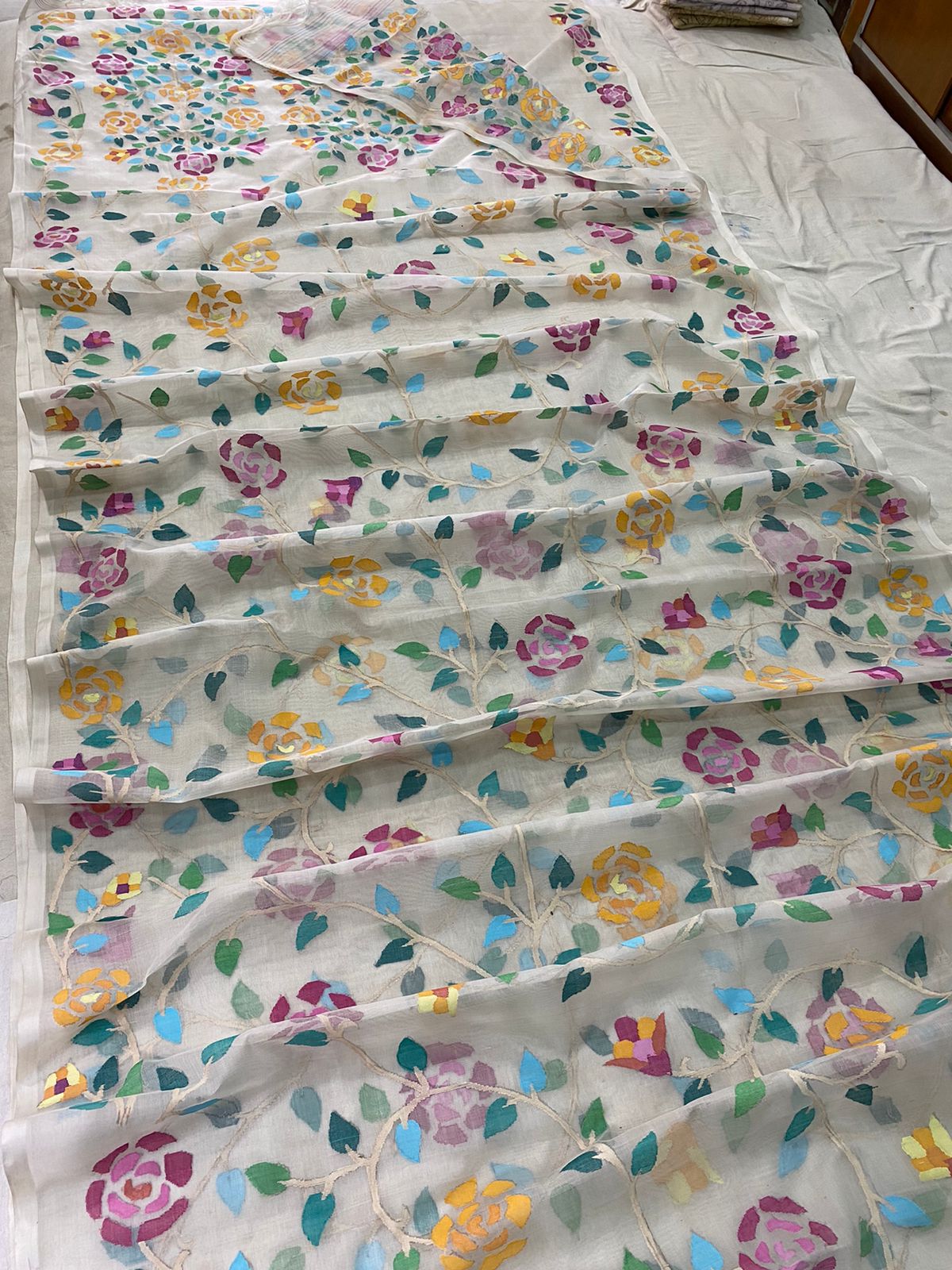 Lubina muslin tantuj jamdani saree bangal sarees - Saffronfashionindia