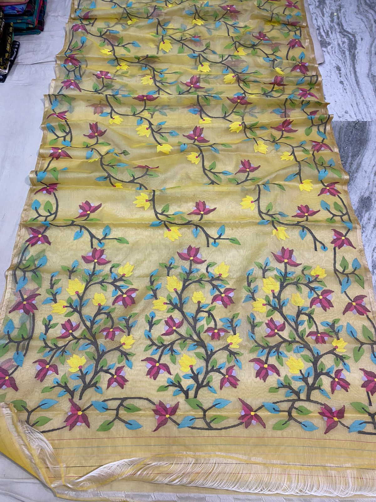 Kalpa muslin jamdani saree - Saffronfashionindia