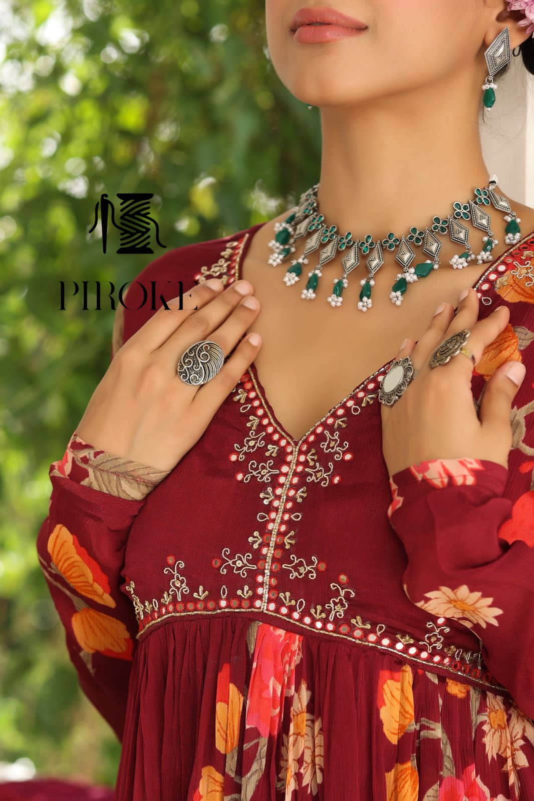 Maroon floral dress salwar kameez - Saffronfashionindia