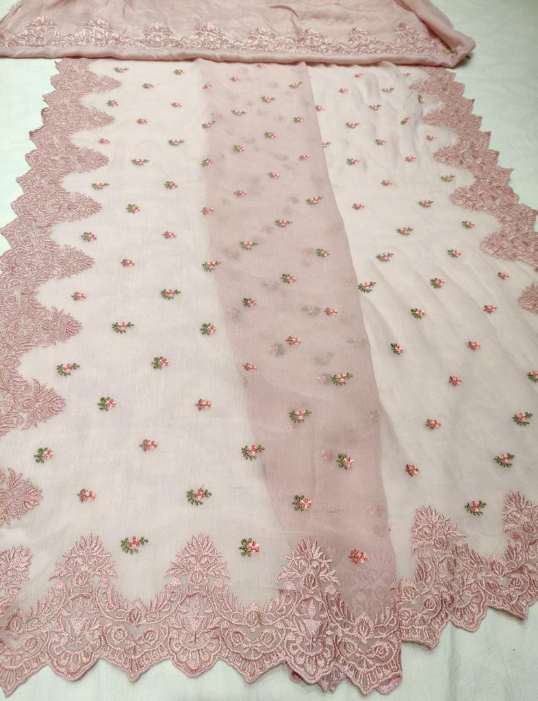 Mohini chiffon embroidery saree - Saffronfashionindia