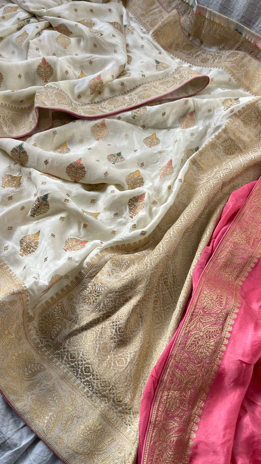 Arvoo khaddi gorgette indian sari - Saffronfashionindia